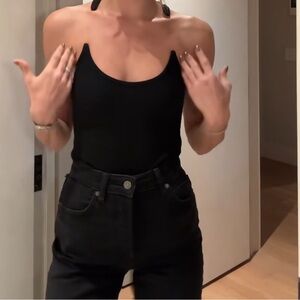 Black illusion tank top